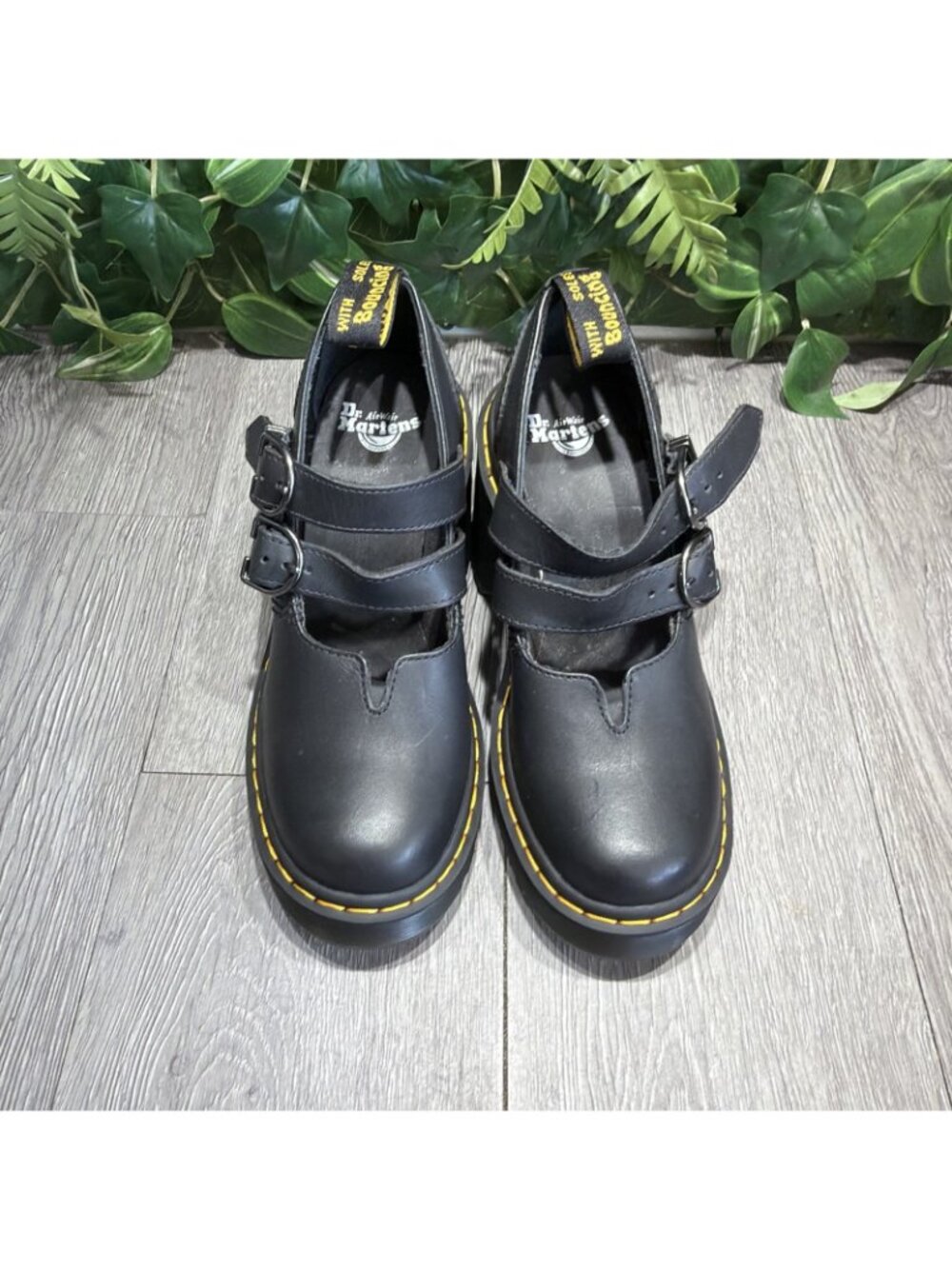 Dr. Martens Eviee Sendal Sendal Black Leather Heeled Mary Jane Shoes Women's 5 - Picture 2 of 10